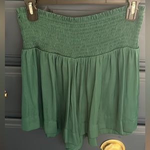 Emerald green silk shorts